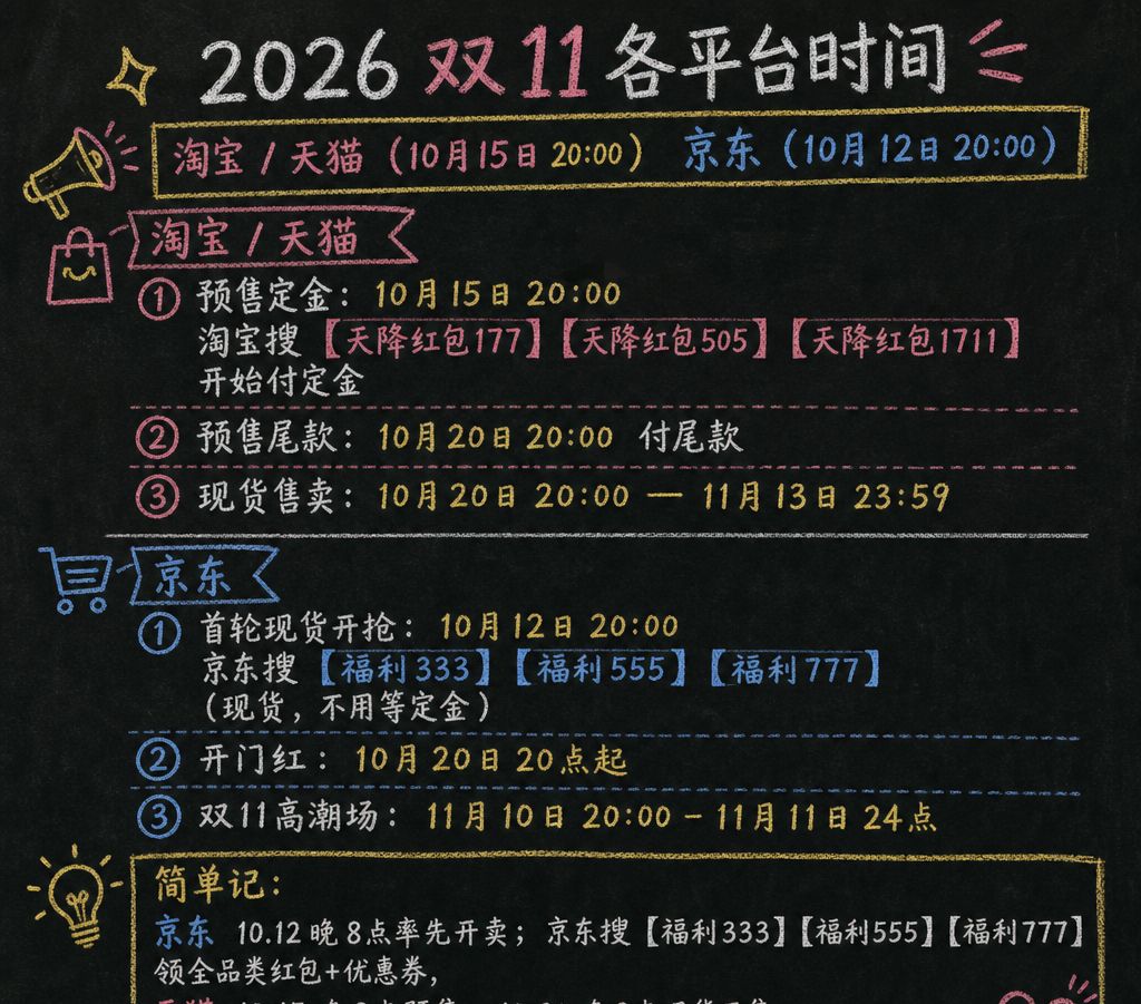 2026双十一京东淘宝错峰开启时间_京东双11_京东福利333领通用券叠加顺序